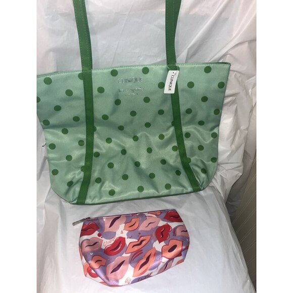 CLINIQUE & KATE SPADE tote BAG NEW  With  Makeup Bag - Picture 1 of 10